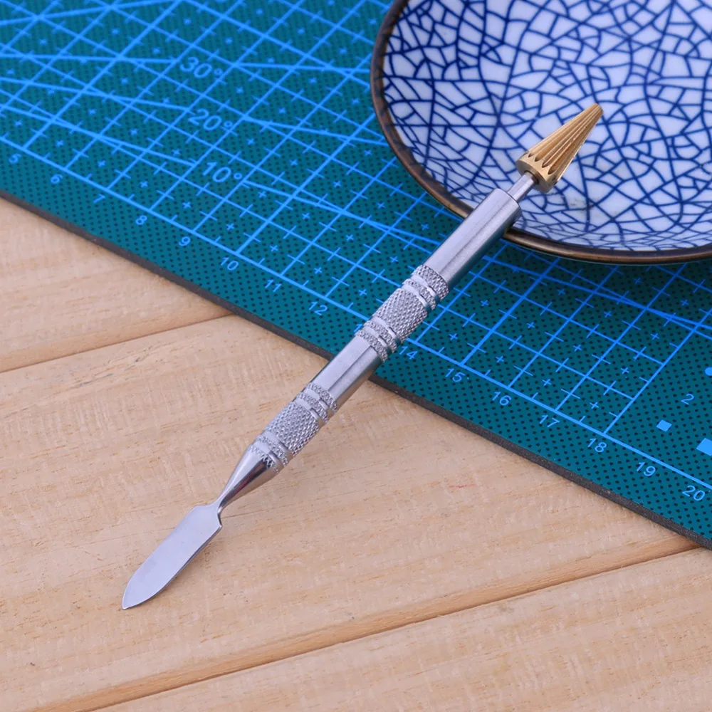 

DIY Dual Head Brass Head Leather Edge Oil Gluing Dye Pen Applicator Speedy Paint Roller Tool for Leather Craft Tool Double Side