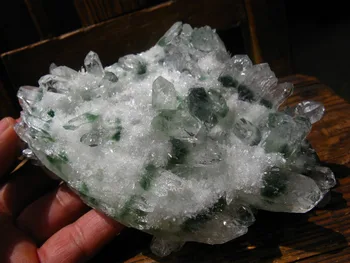 

710g new find natural rock green ghost quartz crystal cluster original