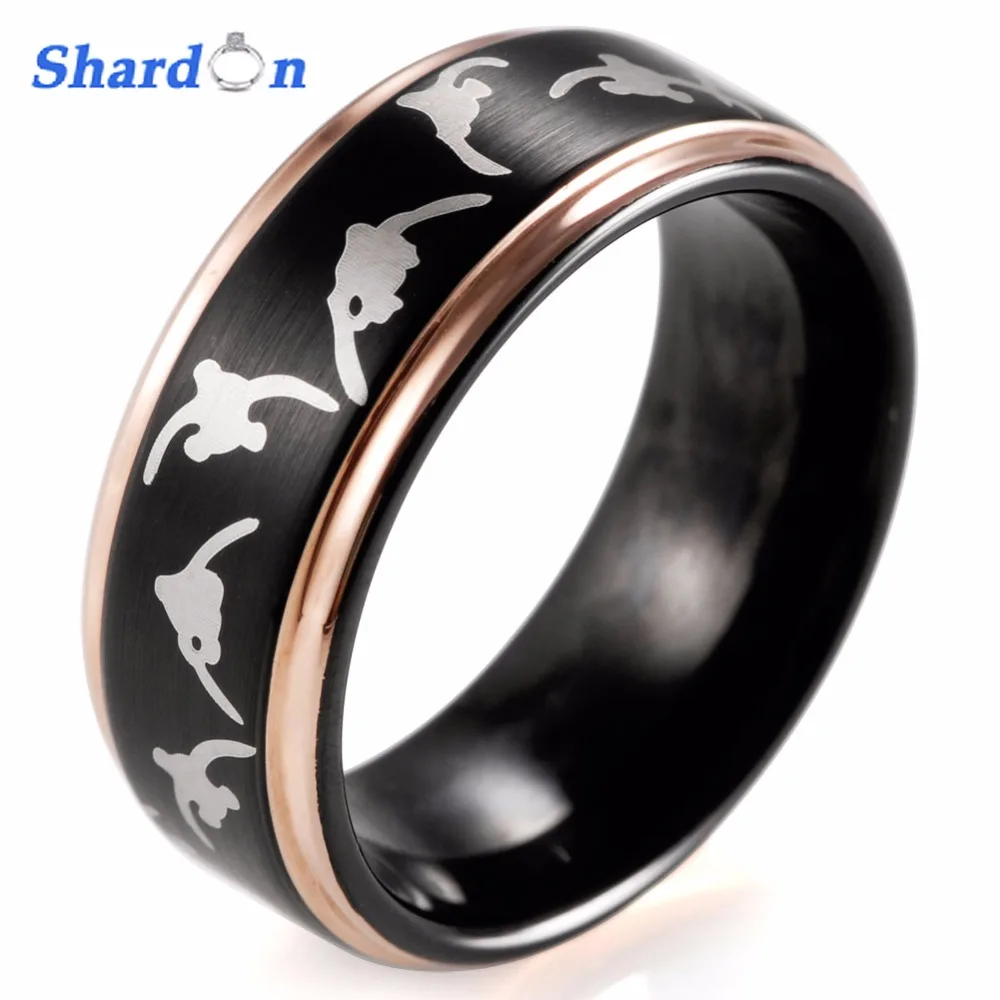 

SHARDON 8mm Tungsten men Ring black trendy Wedding band engagement Rings Men's Jewelry for wholesale