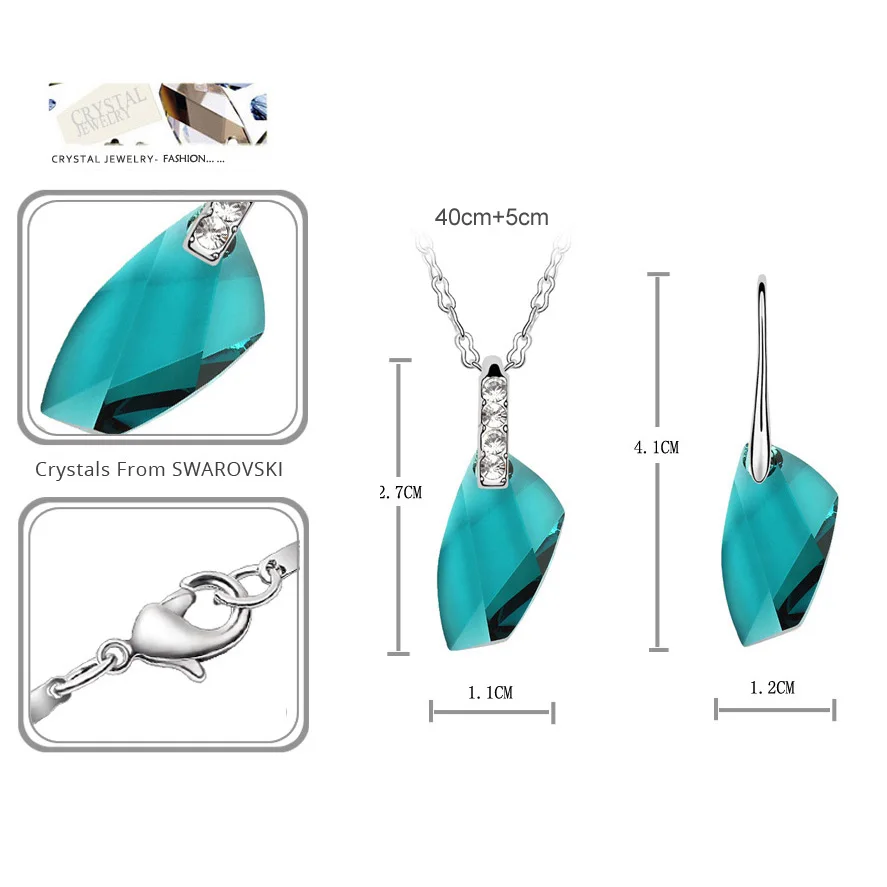 Роскошные Кристаллы от Swarovski Женские Ювелирные наборы ожерелье серьги набор