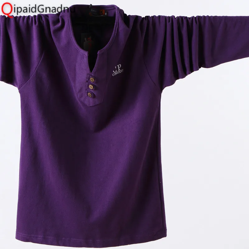 

Hot Sale 2019 T Shirt Men Long Cotton T-shirt Turn-down Stripe Designer T-shirt Slim Fit Loose Casual Cotton Male Plus Size 6XL