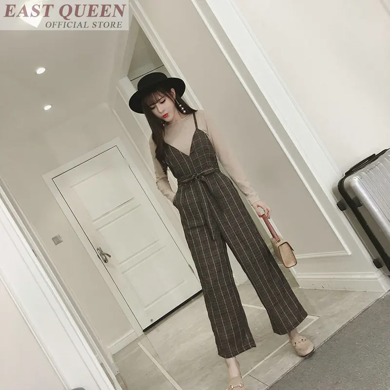 women-jumpsuits-2019-plaid-overalls-for-woman-elegant-ankle-length-pants-office-high-waist-belted-jumpsuit-rompers-dd564-l