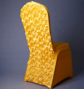 Стула для свадебной вечеринки украшение из белого золота Пурпурная роза спандекс атласные чехлы для стульев, 5 шт./лот - Цвет: gold