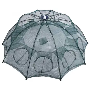 

fishing network 10 Holes Outdoor Portable Folding Bait Trap Crawdad Shrimp Crab Fishing Dip Cage Net fishing tools