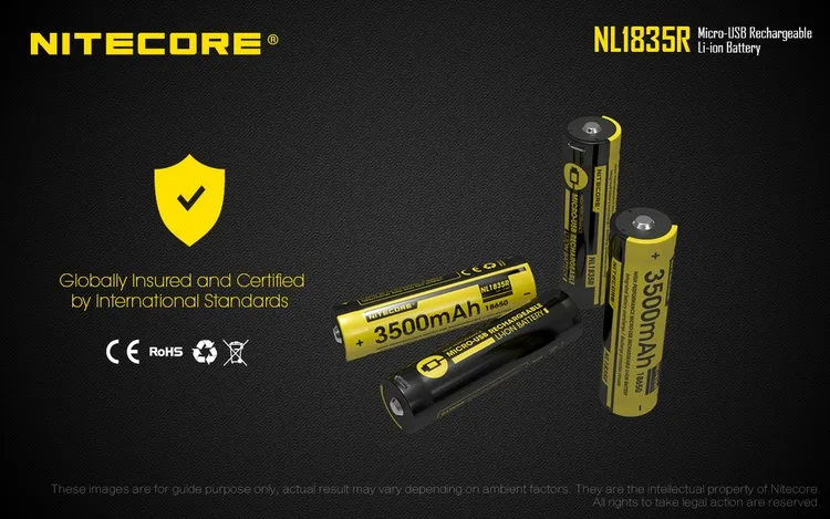 NITECORE NL1835R 3500 мАч Высокопроизводительный встроенный Micro-USB порт зарядки перезаряжаемый Liion аккумулятор 12.6Wh 3,6 V Кнопка Топ 18650