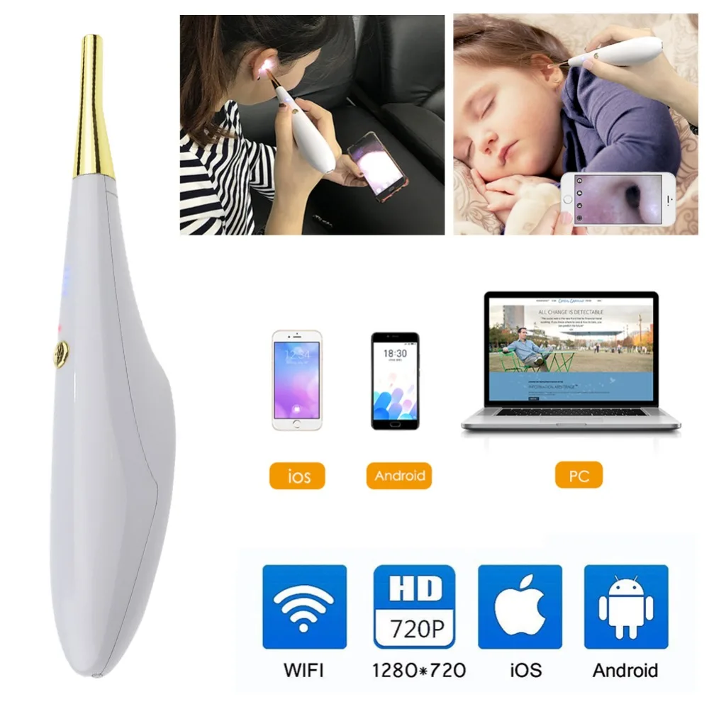 

USB Otoscope Ear Scope Earwax Cleaning Tool for IOS Android PC Ear Otoscope Wireless/WiFi Inspection With 6 LED Camera
