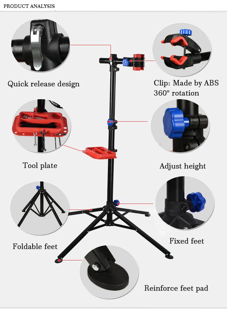 ROCKBROS 100-164 см, регулируемая подставка для ремонта пола велосипеда, портативная, алюминиевый сплав, MTB, велосипедная стойка, держатель, инструменты для обслуживания