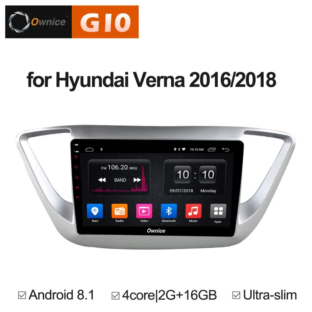 HD 9 inch Android 8,1 Quad 4 Core 2 ГБ Оперативная память + 16 ГБ Встроенная память радио для hyundai Verna 2016 /2018 dvd-плеер gps навигации стерео BT WI-FI