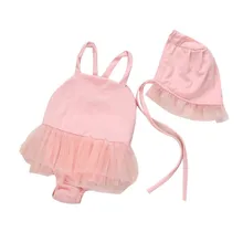 Летняя модная детская одежда для маленьких девочек Танкини Купальник бикини купальный костюм шапка комплект одежда Пляжная одежда