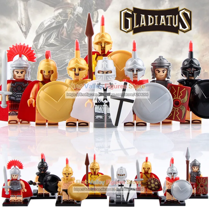 

DR.TONG Super Heroes Medieval Knights LegoINGly Building Blocks Roman Commander Spartacus Crusader Brick Toys for Children X0164