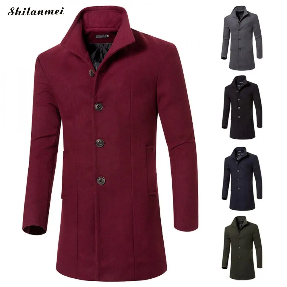 Hiver Vestes Pardessus Long Plus Survêtement army burgundy navy Taille Blue Hommes M 3xl Black Manteau La Fit Moyen gray Casual Affaires Chaud Green Laine Mode Slim ZPXiku
