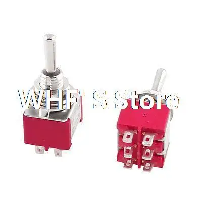 

Red 5A/120VAC 2A/250VAC Toggle Switches 3 Position DPDT 2 Pcs