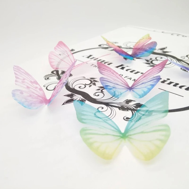 

100pcs Sigle Layer Tulle Butterfly DIY Handmade Hairpin Necklace Earring Simulation Gauze Butterfly Jewelry DIY Hair Accessories