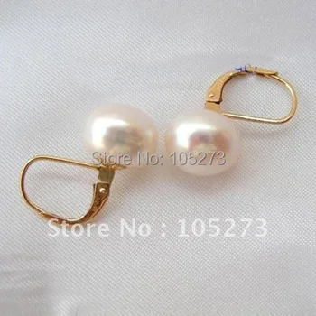 

Stunning Big AA 11-12MM White Color Freshwater Cultured Pearl Earring Fashion Pearl Jewelry New Arrive Free Shipping