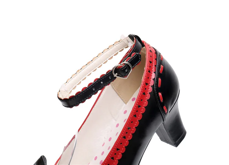 Красивая обувь Mary Jane в японском стиле для девочек; обувь Лолиты, косплей; милые кожаные туфли на высоком каблуке, с бантом