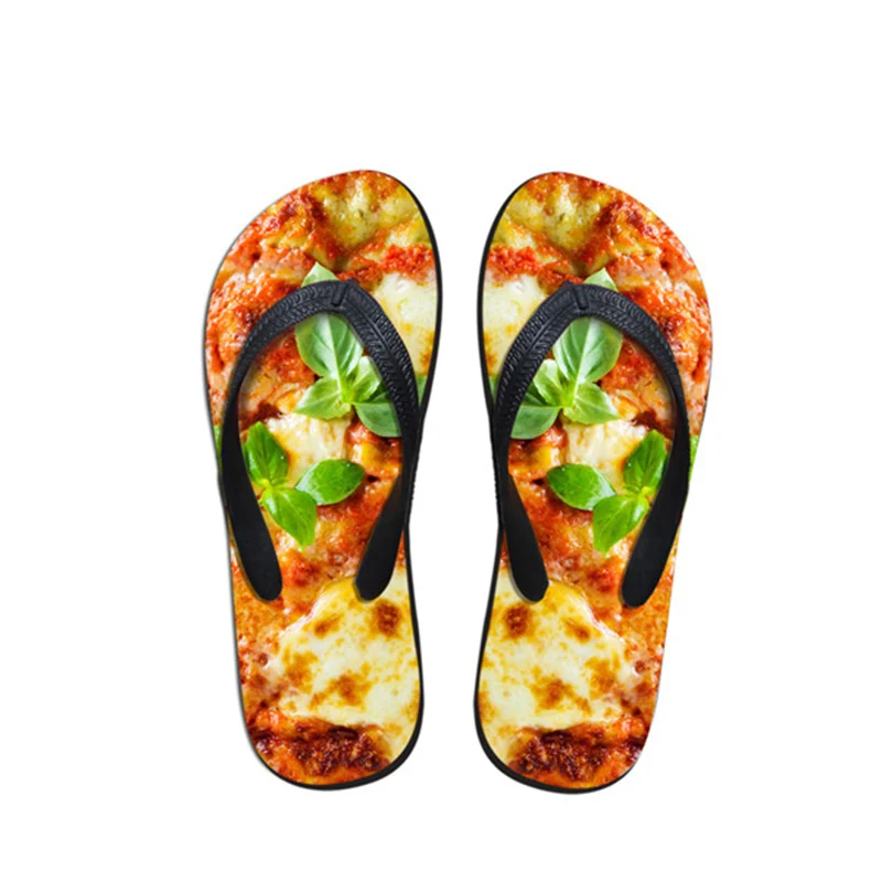 Индивидуальный заказ еда 3D печать летние пляжные сланцы для мужчин модные Beaf пицца хамбергер узор шлёпанцы для женщин мужской Hombre - Цвет: CC2050AB