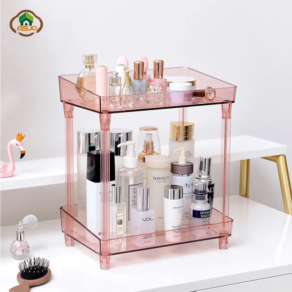 MSJO المنظم الحمام تخزين الرف لسطح المكتب المطبخ شفافة الاكريليك تخزين رفوف رفوف ماكياج الحمام منظمة