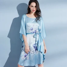 Женский халат, шелк, ночная рубашка, женская шелковая пижама, для женщин, больше размера, ночные рубашки с круглым вырезом, 16 момме, натуральный шелк, спальный халат
