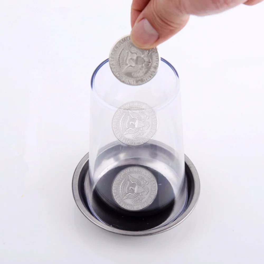 Hot Sale Magic Tricks The Good Stretch COINS Through the Glass Magical Steel Cup Mat Coin Penetrates into | Игрушки и хобби