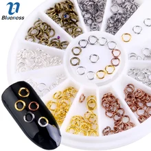 Blueness 6 цветов маленькие металлические стальные кольца 3D дизайн ногтей украшения Стразы шпильки дизайн поставки блеск DIY Шарм колеса ZP134