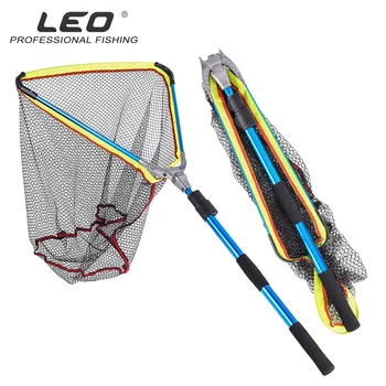 

LEO 200cm Fishing Nets Aluminum Alloy Telescoping fishing brail Foldable Landing Net Pole casting network trap fishing net pesca