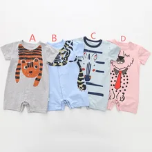 Детские комбинезоны для новорожденных, хлопковые комбинезоны с короткими рукавами и рисунком, одежда для малышей, комплекты одежды для мальчиков и девочек