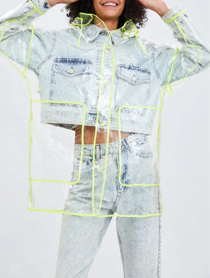 

PVC Trench Waterproof See Through Clear Transparent Long Coat