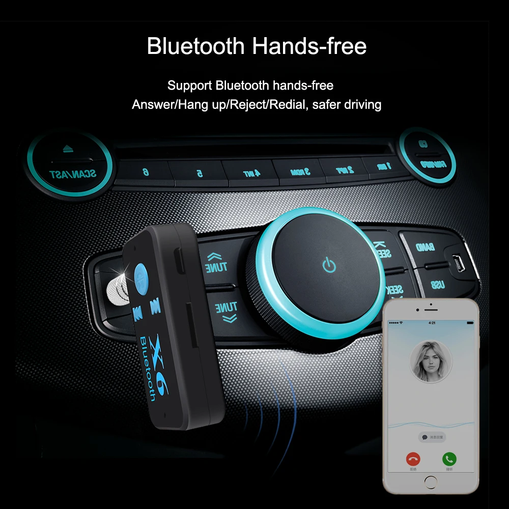 Автомобильный USB Bluetooth Aux приемник адаптер Поддержка TF карта Aux аудио Bluetooth Handsfree автомобильный комплект A2DP стерео Mp3 музыкальный приемник