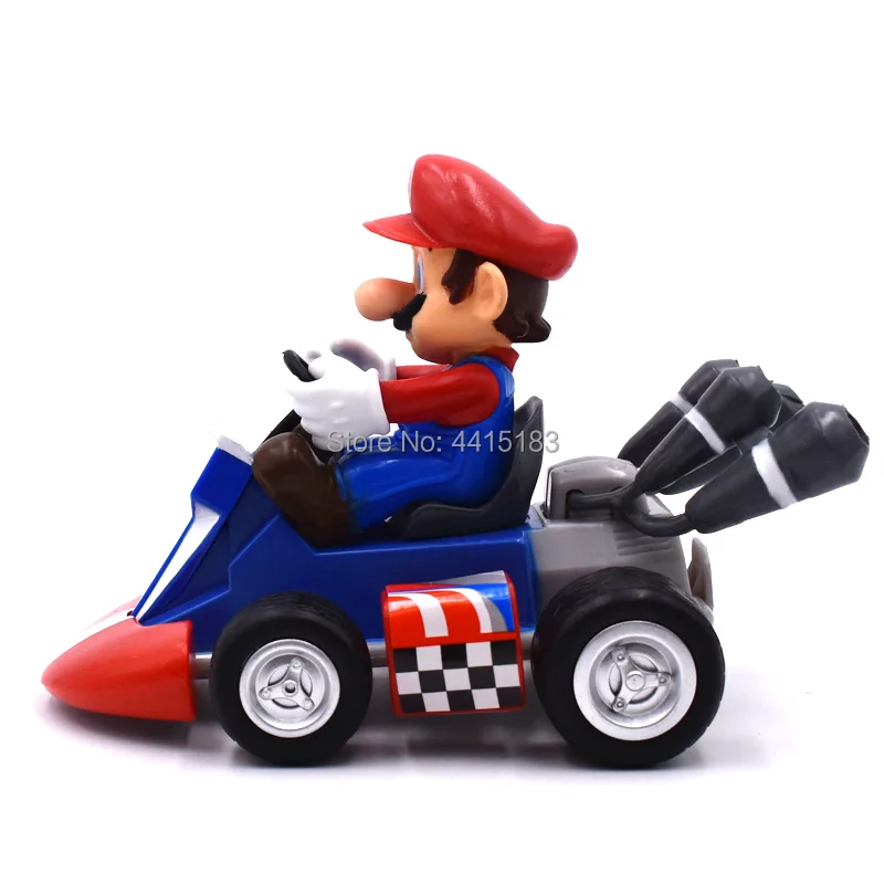 " Аниме Super Mario Bros Kart вытяжной автомобиль Марио ПВХ фигурка кукла Коллекционная модель игрушки Рождественский подарок для детей