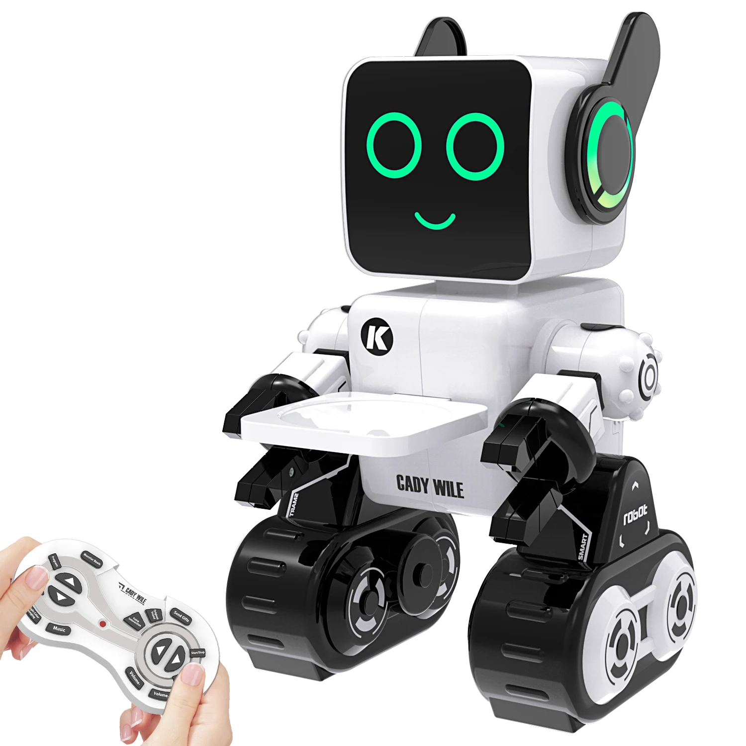 black and white dancing robot toy