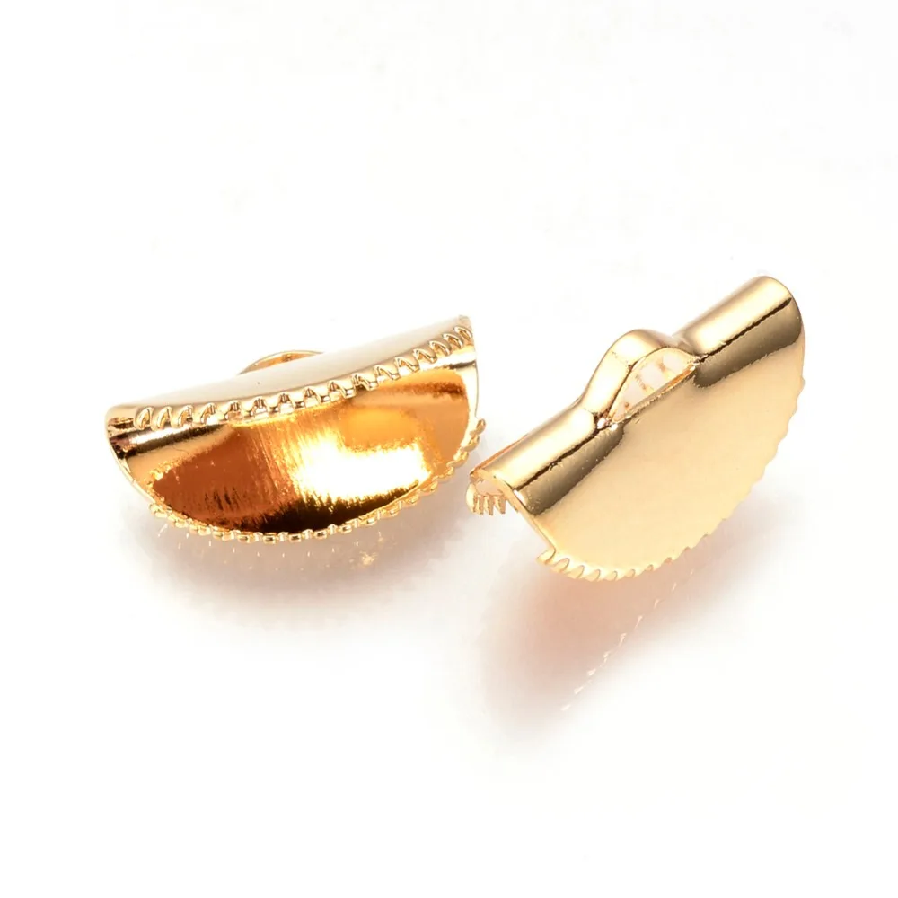 100pcs 12x20x7.5mm Brass Ribbon Ends Clasp for Jewelry Making DIY Craft
