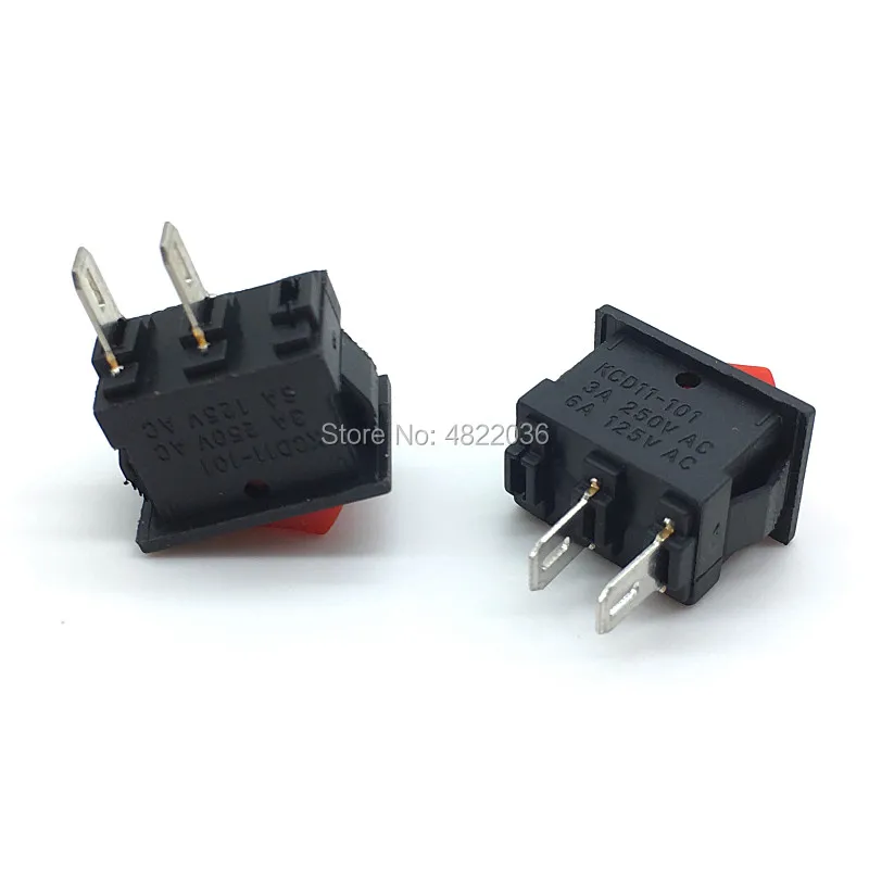 10 шт. KCD11 101 3а/250В маленький красный 10*15 мм SPST 2PIN ВКЛ/ВЫКЛ Лодка кулисный