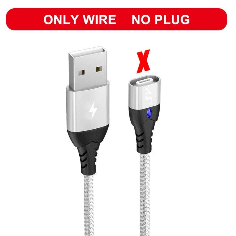 A.S Magnetic USB Cable for iPhone Cable XS Max XR X 8 7 6 Plus 6S 5 iPad Mini Fast Charging Cable Mobile Phone Charger Cord Data - Цвет: Silver No Plug