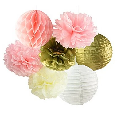 7 шт. бумажные шарики и фонарики для девочек|pom poms honeycomb|tissue paper pom pomspaper |