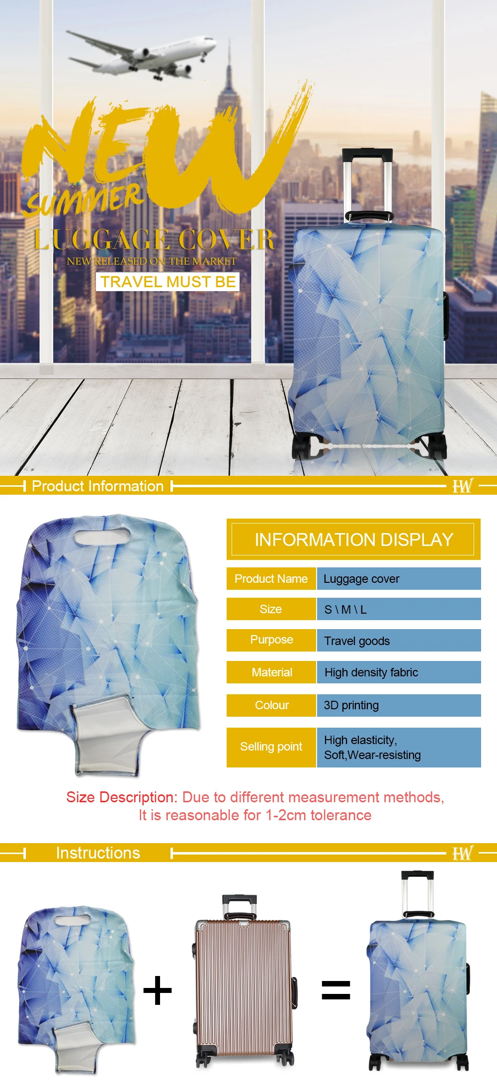 Различные проверенные дизайн печати багажная крышка высокоэластичные тканевые Чехлы Защитные чехлы для чемоданы Путешествия Аксессуары