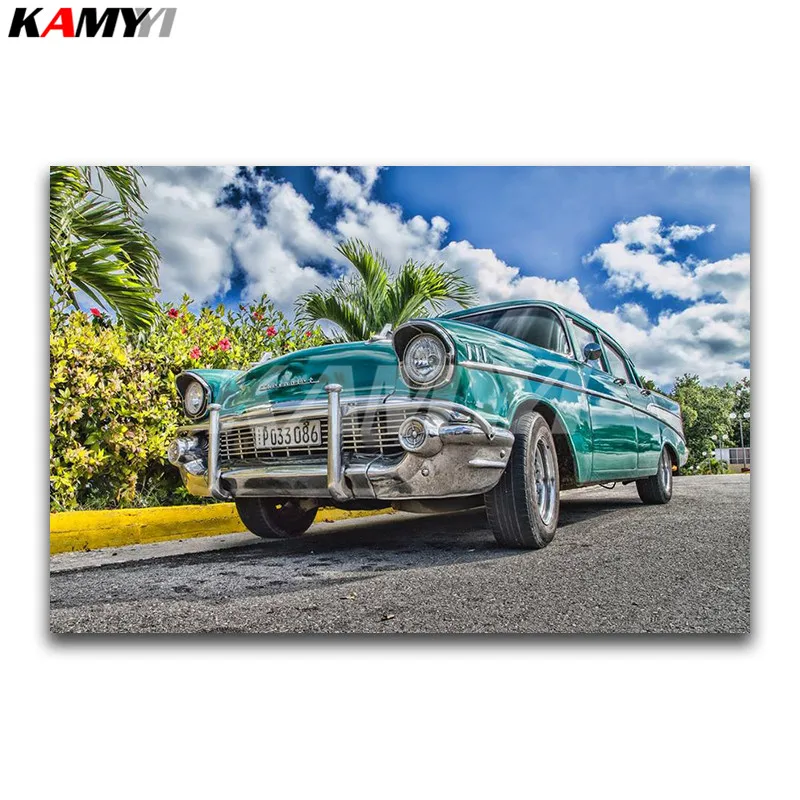 

Full Square Diamond embroidery Cross stitch scenery DIY 3D Diamond mosaic ancient Full Round Diamond painting car