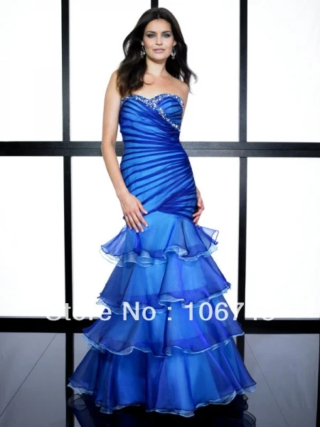 

free shipping 2013 blue Mermaid best seller new style best Sexy brides maid dresses Customized tiered cross long prom dress