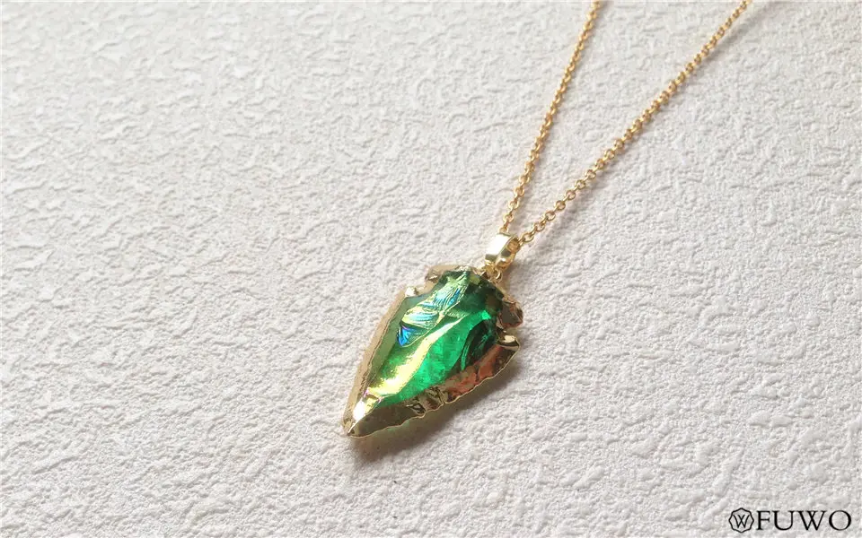 Aura Quartz Crystal Arrowhead Necklace 9