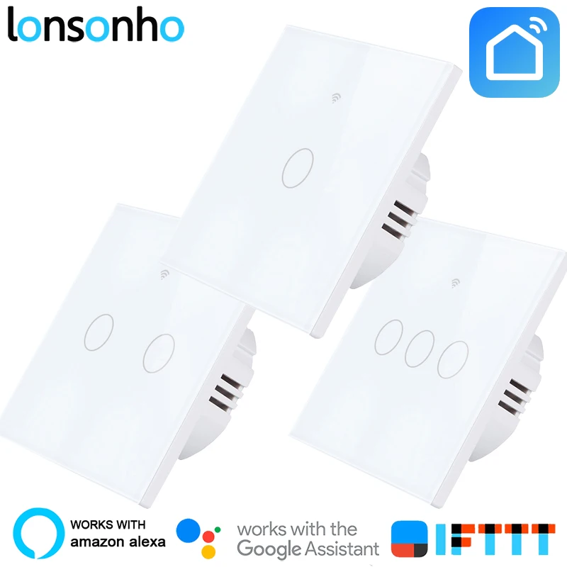 

Lonsonho Smart Wifi Switch Tuya Smart Life App EU UK 1 2 3 Gang Smart Wall Touch Light Switch Works With Alexa Google Home IFTTT