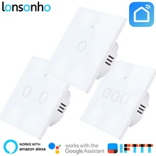 Lonsonho умный Wifi переключатель Tuya Smart Life App EU UK 1 2 3 банды настенный сенсорный выключатель работает с Alexa Google Home IFTTT