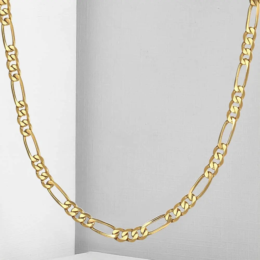 3 мм желтое золотое ожерелье для женщин девочек Figaro Link цепочка модные ювелирные изделия 17,59 дюймов GN472