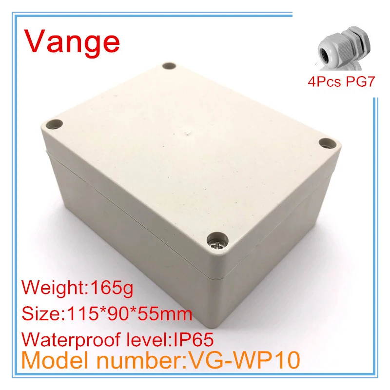 2 шт./лот пластиковая коробка с водонепроницаемым разъемом IP65 ABS пластик проекта box shell 115*90*55 мм для наложения оболочки проводов разъем