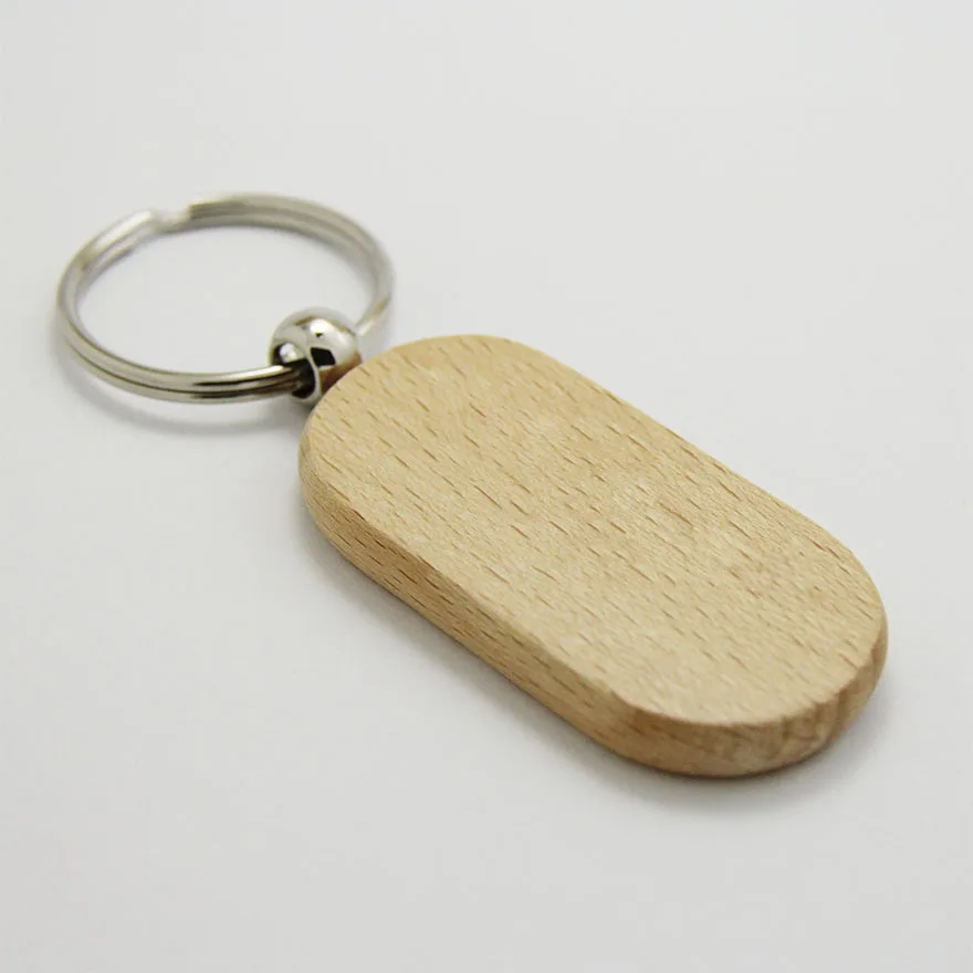 Wholesale 1500pcs Blank Rounded Rectangle Wooden Key Chain DIY Promotion Customized Key Tags