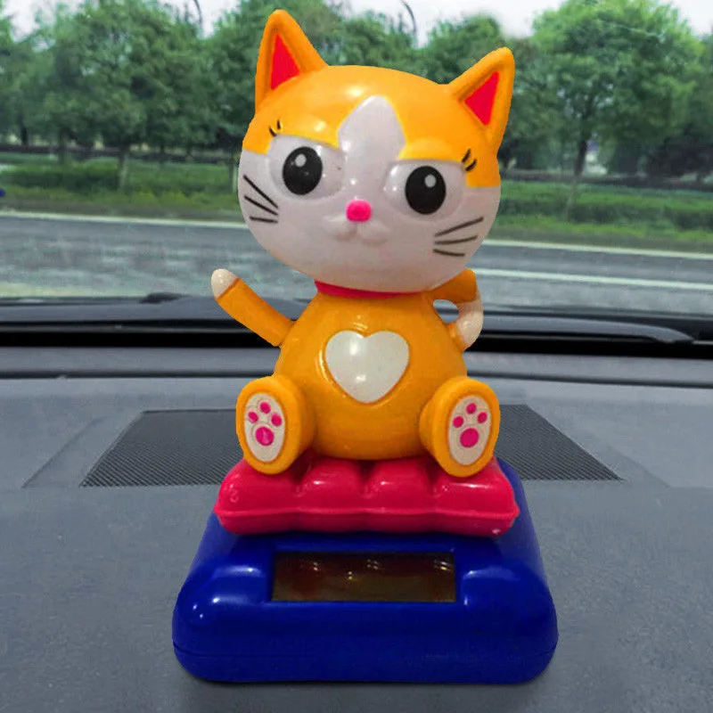 

Creative Cute Solar Powered Dancing Swinging Plastic Dog Cat Animated Dancer Toy Car Inner Home Table Decorations 7A0536