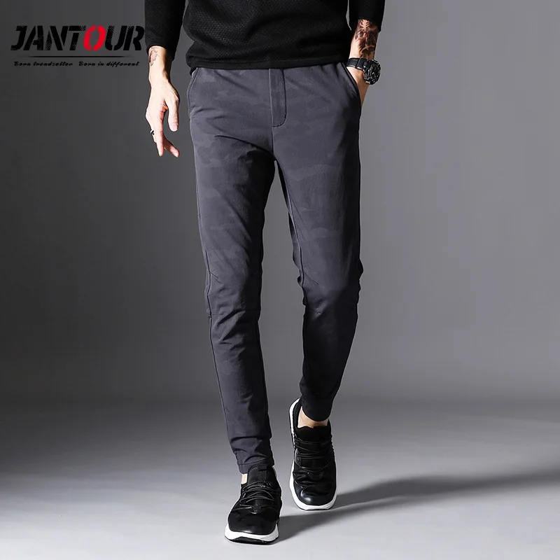 Jantour 2018 Новый Для мужчин модные пот Штаны камуфляж Мода натуральный хлопок серый
