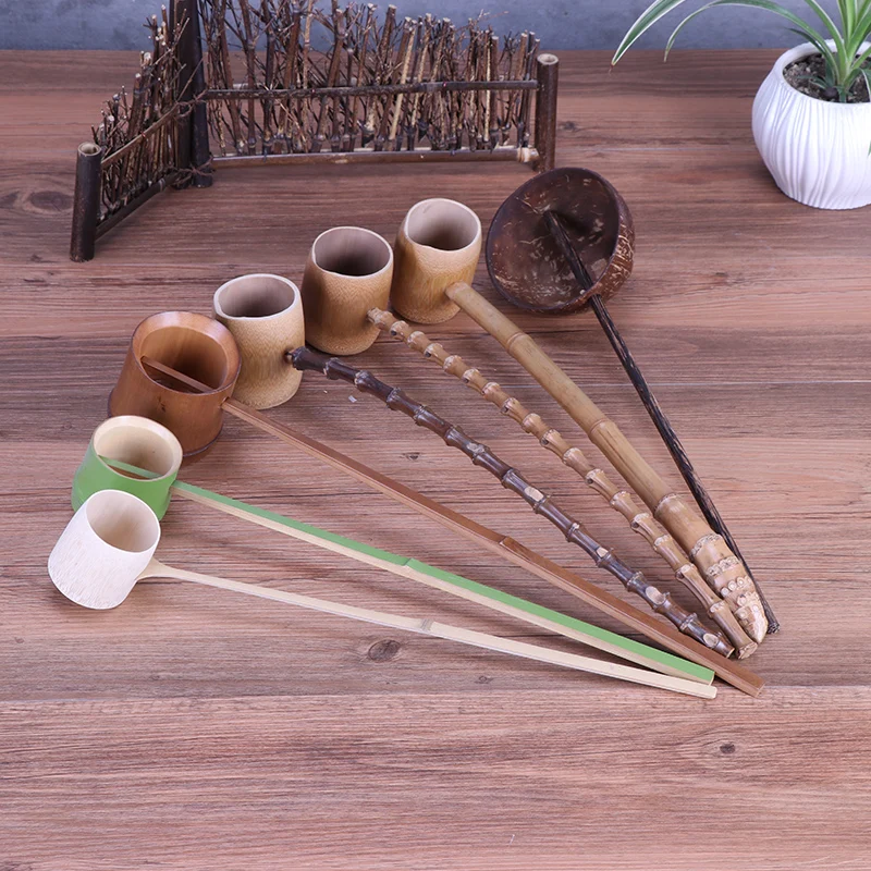 Wooden Water Scoop Long Handled Spoon Cooking Tools Colher Tableware Kitchenware Japanese Soup Spoon Ladle Water Bailer