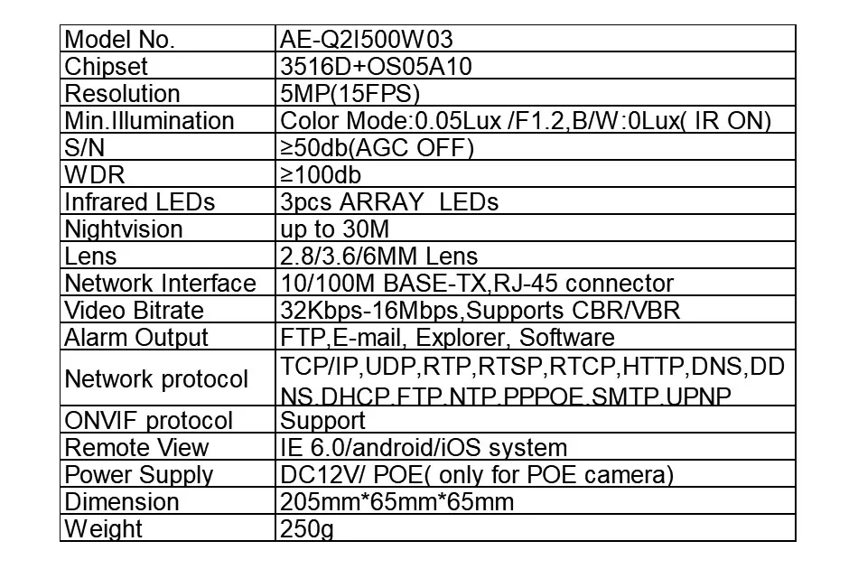 Autoeye H.265 5MP POE сетевая охранная IP камера наблюдения DC 12V 48V PoE опционально