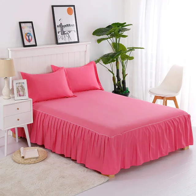 pure color bed linen 100 COTTON bed skirt full TWIN queen king size