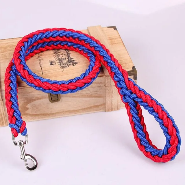 1.2M Length Large Dog Hand-knitted Leash Nylon Rope iron Buckle Pet Traction Rope For Big breed dogs Pet Traction Rope Firm 