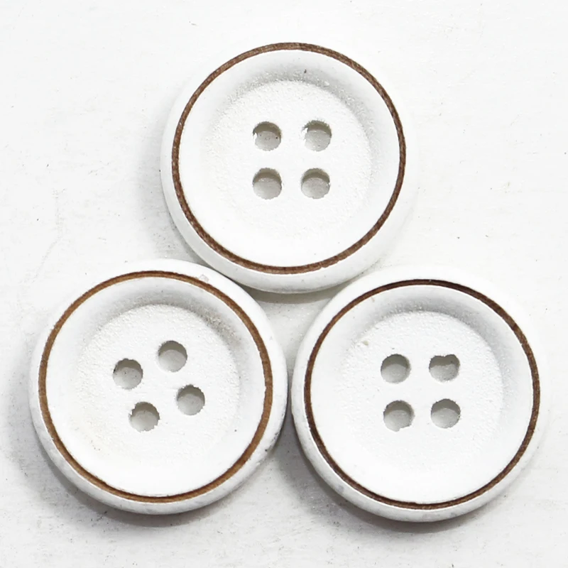 

ZIEENE 10PCs-100PCs Round Laser Circle Ring Line Wooden Buttons White 4 Holes 15mm DIY Sewing Scrapbooking For Wedding Handmade